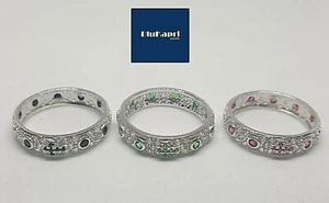 Anello rosario in argento 925 fascia pave' di zirconi bianchi e colorati - Foto 1 di 16