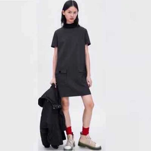Zara Trafaluc Pin Stripe Turtle Neck Dress size Small Black - Picture 1 of 12