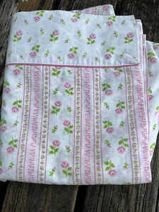 Sábana Plana Tastemaker Floral Rayas Queen Rosa Verde Algodón Poli EE. UU. De Colección Años 60 70 - Imagen 1 de 3