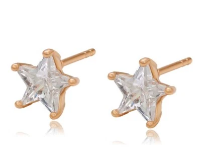 Luxus Stern Ohrringe Ohrstecker Zirkonia Kristall 750er Gold 18K vergoldet Damen - Bild 1 von 4