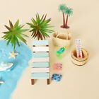 Doll House Miniature Beach Wooden Deck Chair Drink Model Ornaments Scene Props