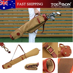 TOURBON Canvas Golf Club Bag Sunday Range Carry Pack Travel-Special offer - Picture 1 of 24
