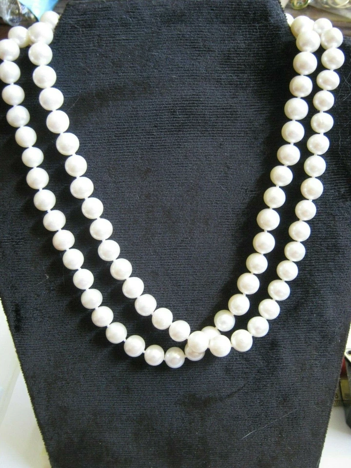 Colar longo com nós Off White 9-10mm pérola de batata 34", fecho de ouro amarelo 14K  - Imagem 1 de 1