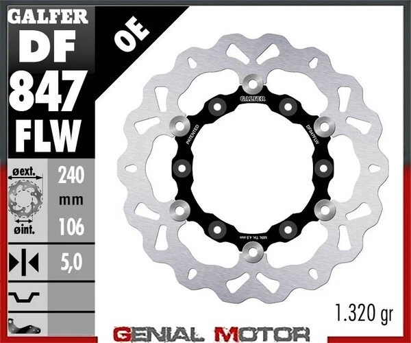 Galfer Rear Brake Disc WAVE FLOATING(C.STEEL)240x5mm KTM 690 SMC R ABS 2016>2020 - Image 1 of 1