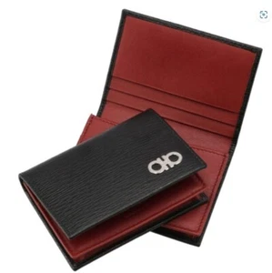 Salvatore Ferragamo 66A 062 0685948 Card Case Men's Black NERO RED - Picture 1 of 3