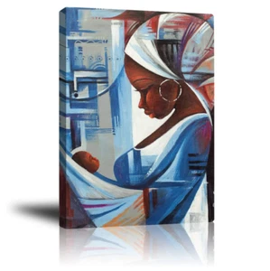 Quadro astratto donna nera arte da parete afroamericana opera d'arte quadro su tela - Foto 1 di 7