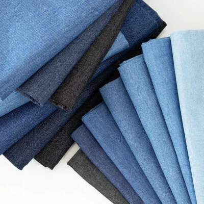 Vintage Cotton Blue Denim Fabric for DIY Dolls Clothing Jeans Dress Bag Crafts - Image 1 of 4