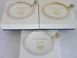 ARABESQUES JEWELS HINGED BANGLE/BRACELET. REAL MINI SWAROVSKI CRYSTAL ELEMENTS - Picture 1 of 11