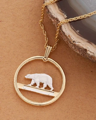 Colgante Oso Polar Verde Oso Polar Moneda Corte a Mano - 3/4" Diámetro (# 150) Foto 1 de 4