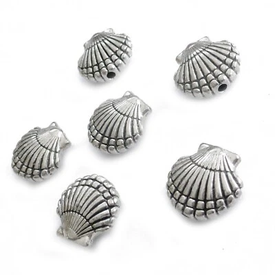 Metallperlen Muschel 14mm Farbe Silber antik 10 Perlen Spacer nenad-design AN340 - Bild 1 von 4