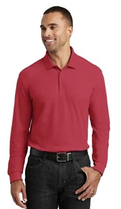 Port Authority Herren Langarm Polo 3 Tasten Plakette Kern Classic K100LS rot L - Bild 1 von 2