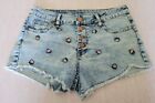 No Boundaries Womens Juniors Strawberry Embroidered Cut Off Frayed Shorts Size 9