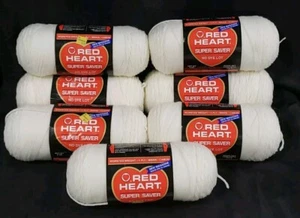 7 Red Heart Super Saver Knitting Yarn Soft White 8 Oz Ea 225g E300-316 - Picture 1 of 8