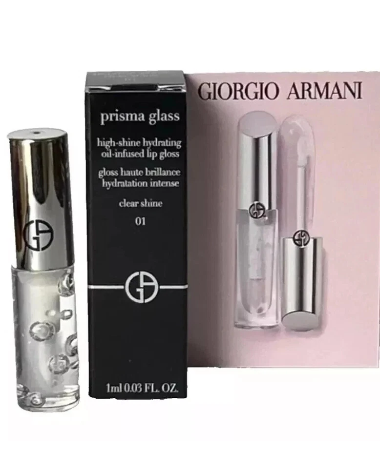 Giorgio Armani Prisma Glass Lip Gloss In 01 Clear Shine 1ml Travel Size NIB - Image 1 of 1