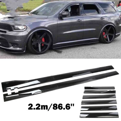 For Dodge Durango 86.6" Glossy Black Car Side Skirts Extension Splitter Lip 2.2m - Image 1 of 4
