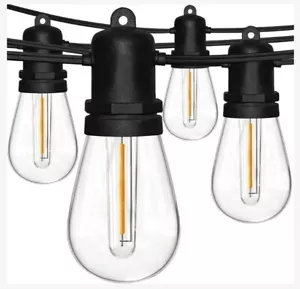 Outdoor/Indoor Solar Patio String Lights 15+2 LED S14 Bulbs Dimmable 48' Dual - Picture 1 of 6