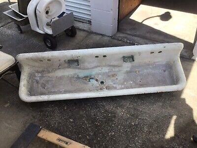 Antique 72” Cast Iron Trough Sink Super Heavy 6’ Enamel Industrial Farmhouse • 450$