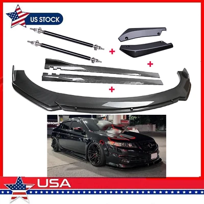 For Acura TL TLX Carbon Fiber Front Bumper Lip Rear Splitter Spoiler Side Skirt Foto 1 de 4