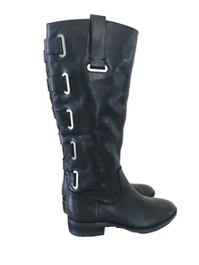 Botas de montar ARTURO CHIANG de cuero negro hasta la rodilla Punk MOTO para mujer talla 6 BONITAS - Imagen 1 de 12