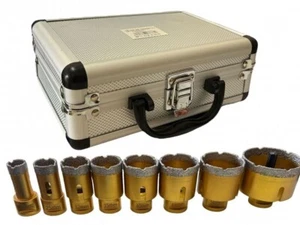 Kit Set Valigia Ad 8 Frese a Tazza Diamantate Per Smerigliatrice Da 20 a 68 MM - Foto 1 di 3