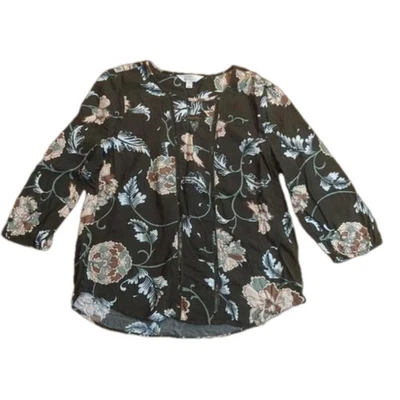 Blusa Market & Spruce talla M mediana boho floral verde oscuro stitchfix Foto 1 de 4