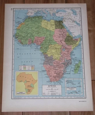 MAPA POLÍTICO DE ÁFRICA 1949 VINTAGE / COLONIAS BRITÁNICAS FRANCESAS / SIBERIA RUSIA Foto 1 de 4