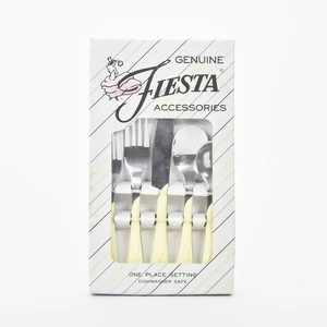 Juego de 5 cubiertos Fiesta Go Alongs acero inoxidable amarillo remolino - Imagen 1 de 1