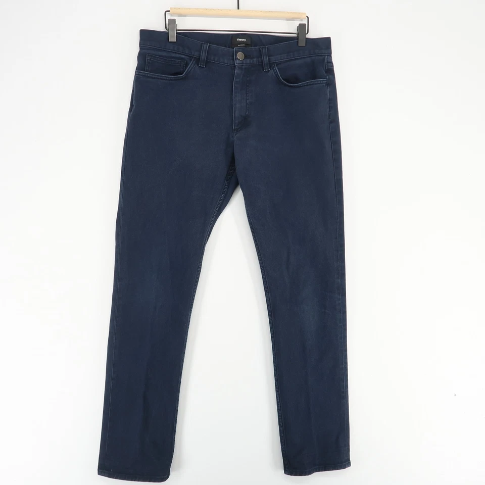 Pantalones de mezclilla Theory Raffi ajustados para hombre 34 azul marino teñidos elásticos informales modernos Foto 1 de 4