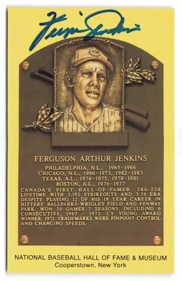 Ferguson Fergie Jenkins Signed HOF Plaque Postcard Auto Chicago Cubs Phillies - Image 1 of 2