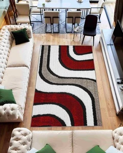 Alfombra geométrica abstracta peluda moderna 5D para diseño de salón dormitorio 6417 - Imagen 1 de 12