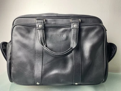 Kenneth Cole Reaction New York Maletín de Cuero Negro para Laptop Bolso de Hombro Viaje Foto 1 de 4