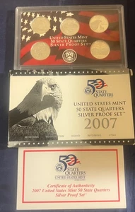 2007 United States Mint 50 State Quarters SILVER Proof Set with OGP & COA - Picture 1 of 3