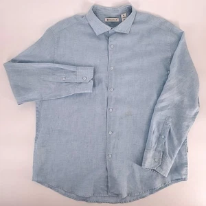 CubaVera Mens Light Blue Linen Blend Long Sleeve Button Up Shirt Size XL - Picture 1 of 9