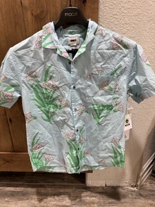 NWT Men’s Obey Sky Blue Floral Print Size Small Button Up Dress Shirt - Picture 1 of 11