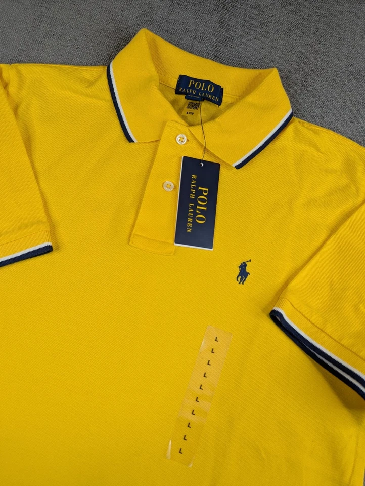 NUEVO CON ETIQUETAS Polo Ralph Lauren Polo Niño Niño L 14/16 Amarillo Algodón Malla Clásico Poni Foto 1 de 4