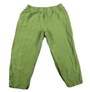Pantaloni Madewell conici Huston pull on crop misto lino verde oliva taglia XL tasca* - Foto 1 di 8