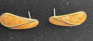 Vintage Gold Tone Enamel Earrings - Picture 1 of 2