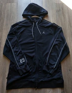 Giacca da pista vintage Nike Jordan Jumpman 23 uomo large nero/argento full zip con cappuccio - Foto 1 di 24