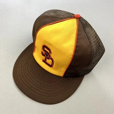 De colección San Diego Padres Gorra Snapback Camionero Juvenil Marrón Wilson MLB EE. UU. 80s Foto 1 de 4