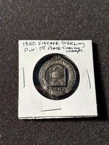 1950 Second Wausau Event Sterling Silver 1st Place Curling Award Pin Wausau WI - Picture 1 of 6