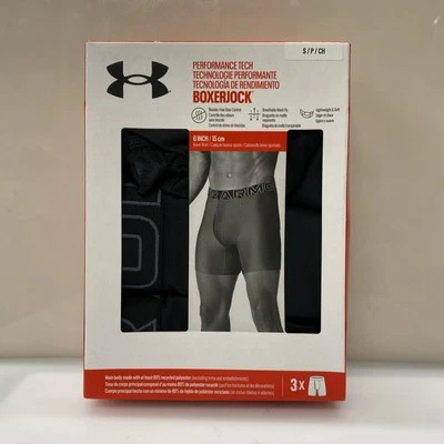 Under Armour UA 3 Pack Performance Tech 6" Boxerjock Three Boxer Briefs Black S - Image 1 of 4