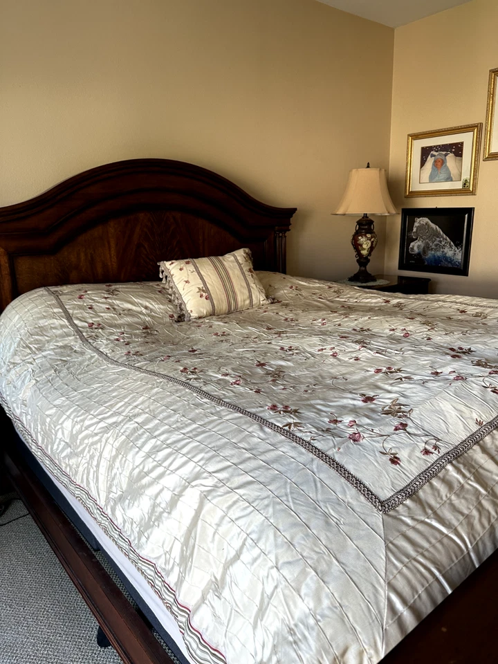 Victoria Classics Embroidered Floral Cal King Comforter Vintage Cream with Pink  - Image 1 of 4