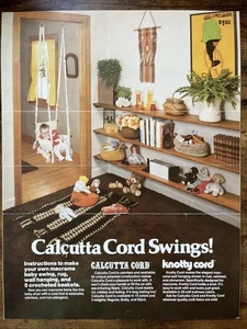 Calcutta Cord Swings! Vintage Macrame Patterns~Baby Swing, Rug, Crochet Baskets - Picture 1 of 1
