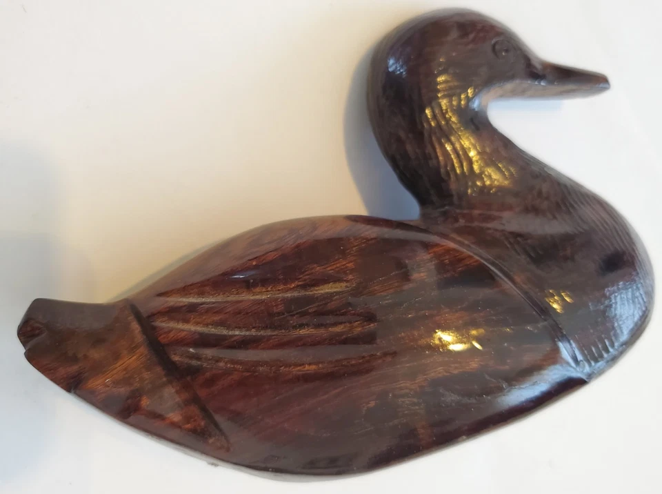 Boneco vintage esculpido à mão madeira pato marrom escuro madeira maciça pato decoração para casa - Imagem 1 de 4