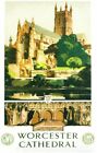 Vintage LMS GWR Worcester Cathedral Railway Poster A4/A3/A2/A1 Print