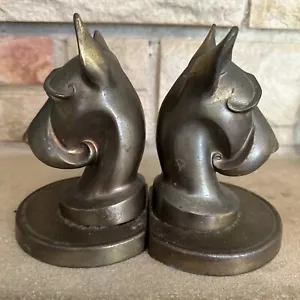 Antique Frankart USA PAT APPLD GREAT DANE dog bust art statue BOOKENDS signed - Picture 1 of 8