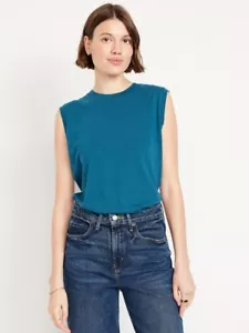 OLD NAVY Women's Size M Crew-Neck Cotton/Modal Muscle T-Shirt- North Sea - Picture 1 of 7