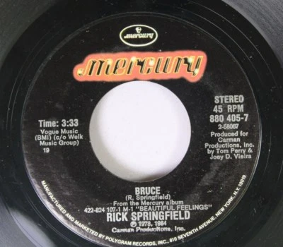 Rock 45 Rick Springfield - Bruce / Guenevere On Mercury - Image 1 of 2