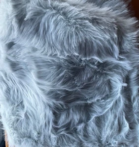 NEW Pottery Barn Faux Fur Porcelain Blue Bean Bag Ottoman Poof Chair Cover Only - Picture 1 of 11