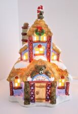 Christmas Village Santa’s Magical Toy Shop Collectible Porcelain Teddy Bear Box
